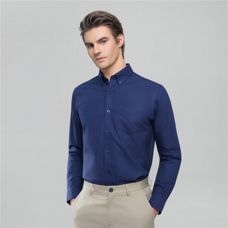 Men’S Cotton Long - Sleeve Wrinkle - Free Shirt S - Shop Giordano