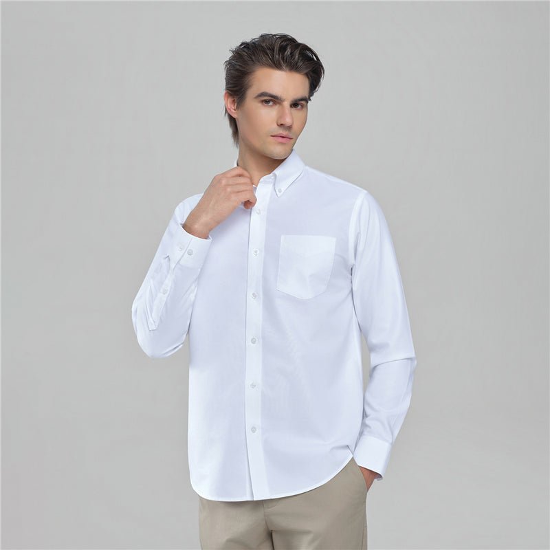 Men’S Cotton Long - Sleeve Wrinkle - Free Shirt S - Shop Giordano