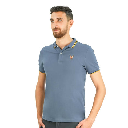 Men's Cotton Lycra Pique Polo - Slim Fit, Eagle Embroidery - Giordano