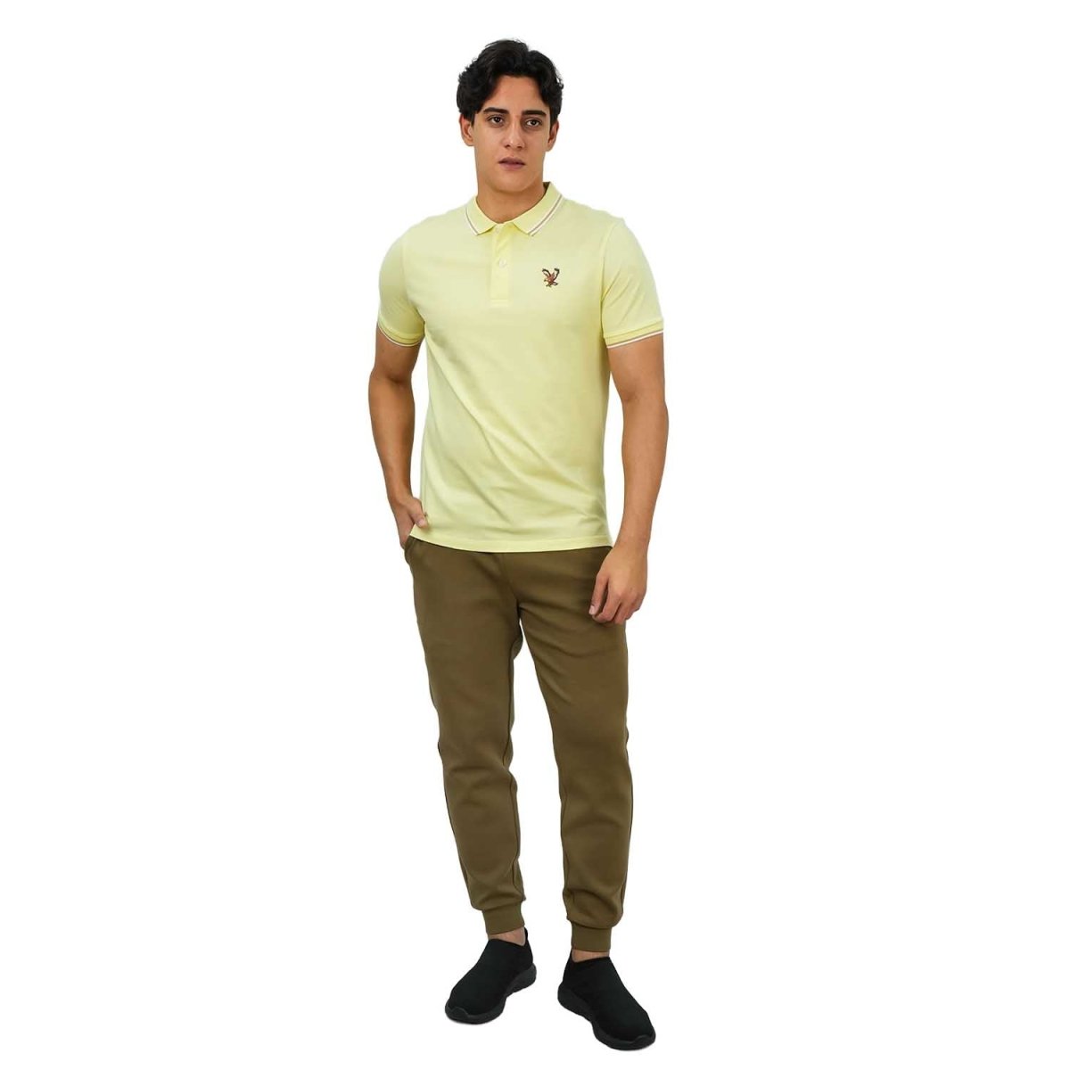 Men's Cotton Lycra Pique Polo - Slim Fit, Eagle Embroidery S - Shop Giordano