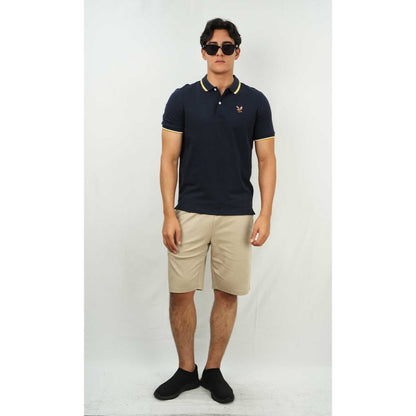Men's Cotton Lycra Pique Polo - Slim Fit, Eagle Embroidery - Giordano