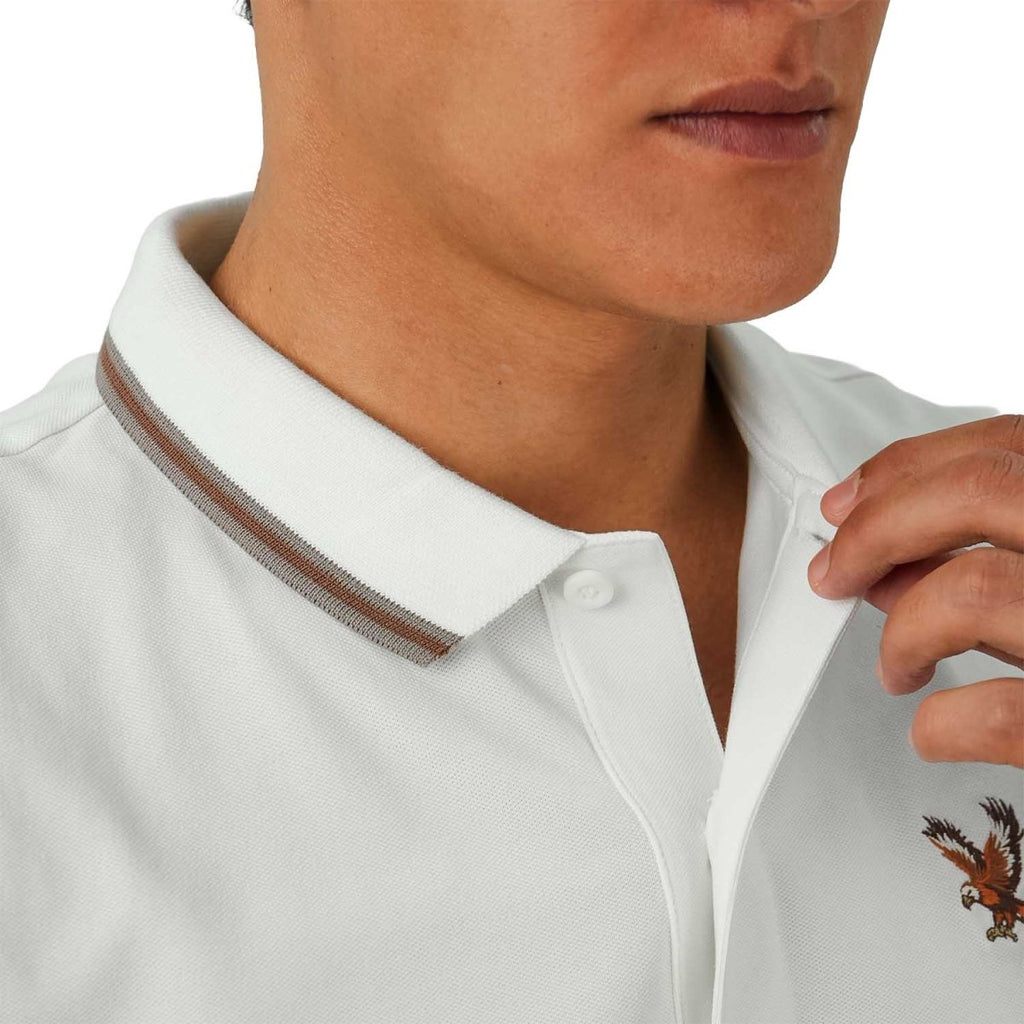 Giordano Men's Cotton Lycra Pique Polo - Slim Fit, Eagle Embroidery - Premium Polo