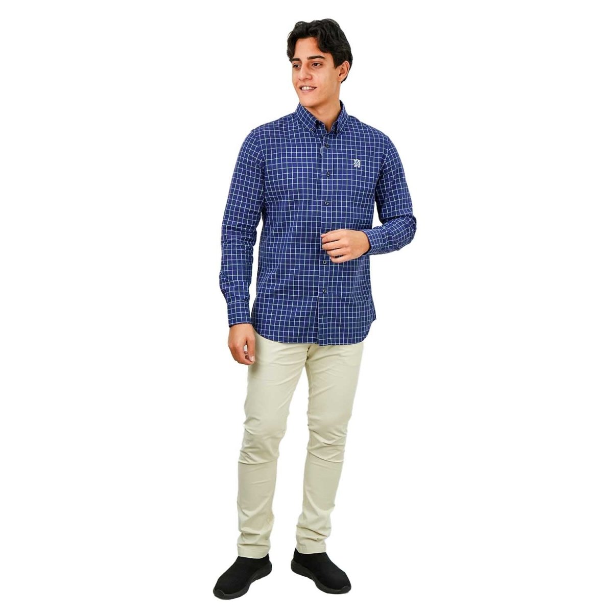 Men's Cotton Oxford Full Opening Long Sleeve Slim Fit Shirt - Giordano