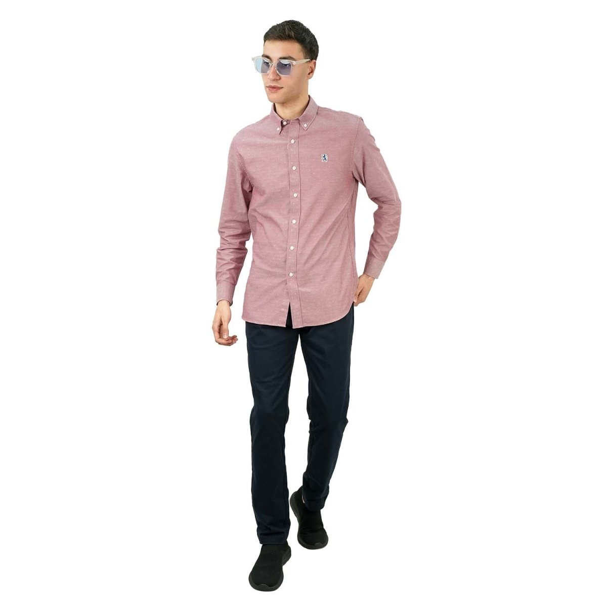 Men's Cotton Oxford Full Opening Long Sleeve Slim Fit Shirt - Giordano