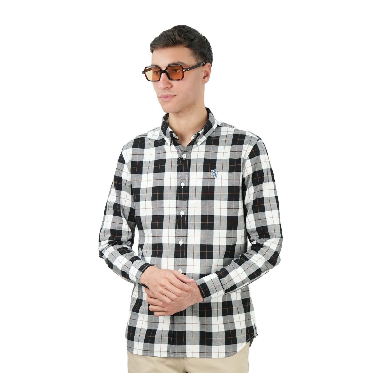 Men's Cotton Oxford Full Opening Long Sleeve Slim Fit Shirt - Giordano