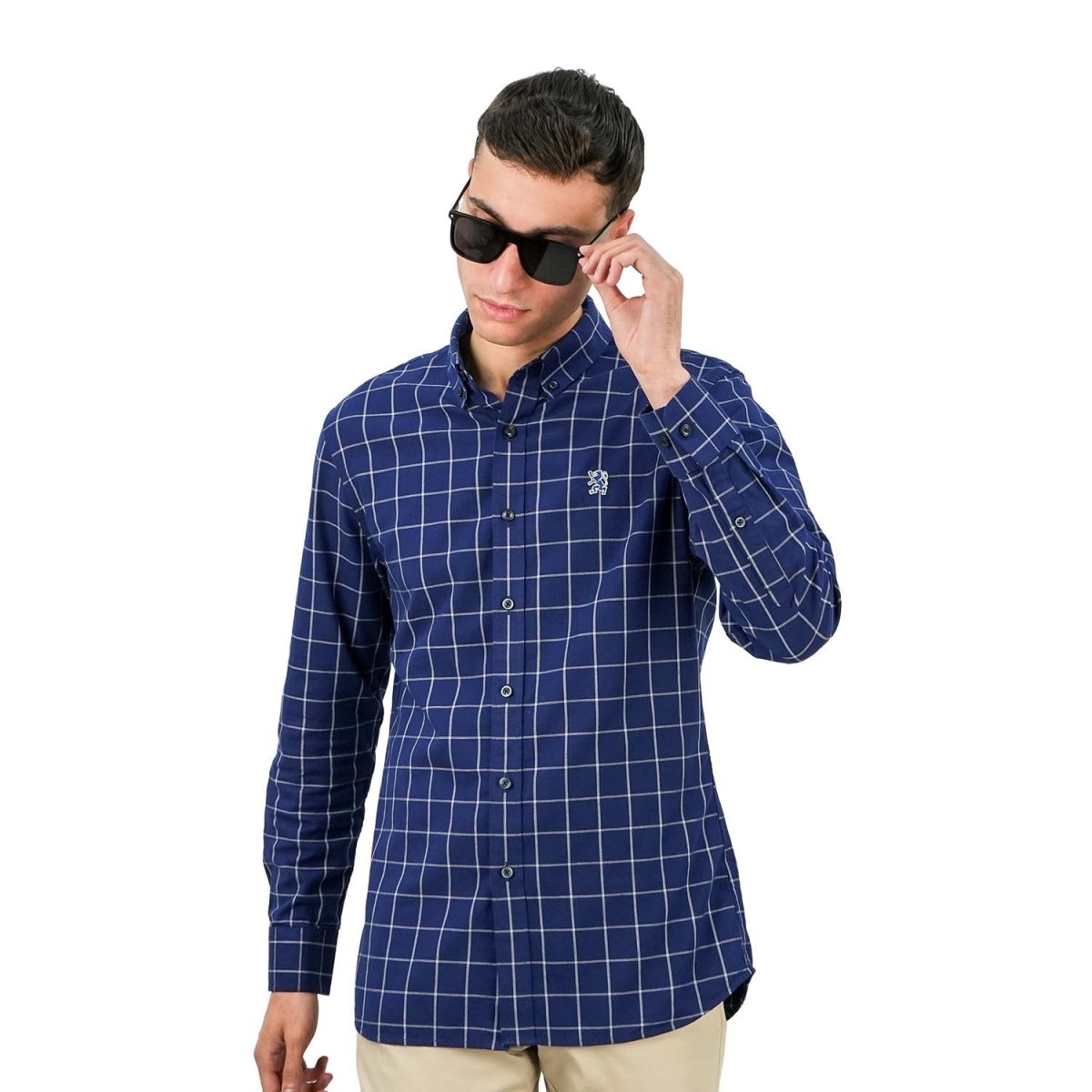 Men's Cotton Oxford Full Opening Long Sleeve Slim Fit Shirt - Giordano