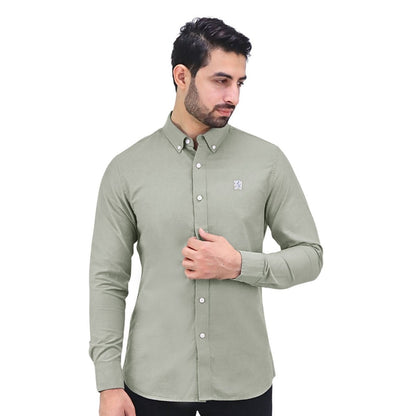 Men's Cotton Oxford Full Opening Long Sleeve Slim Fit Shirt - Giordano
