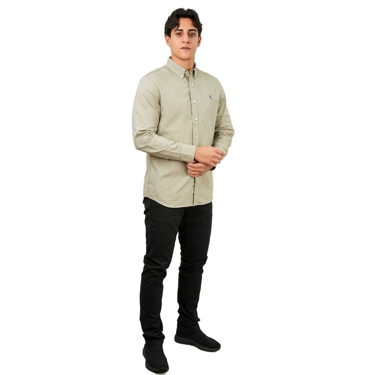 Giordano Men's Cotton Oxford Full Opening Long Sleeve Slim Fit Shirt - Premium Shirts