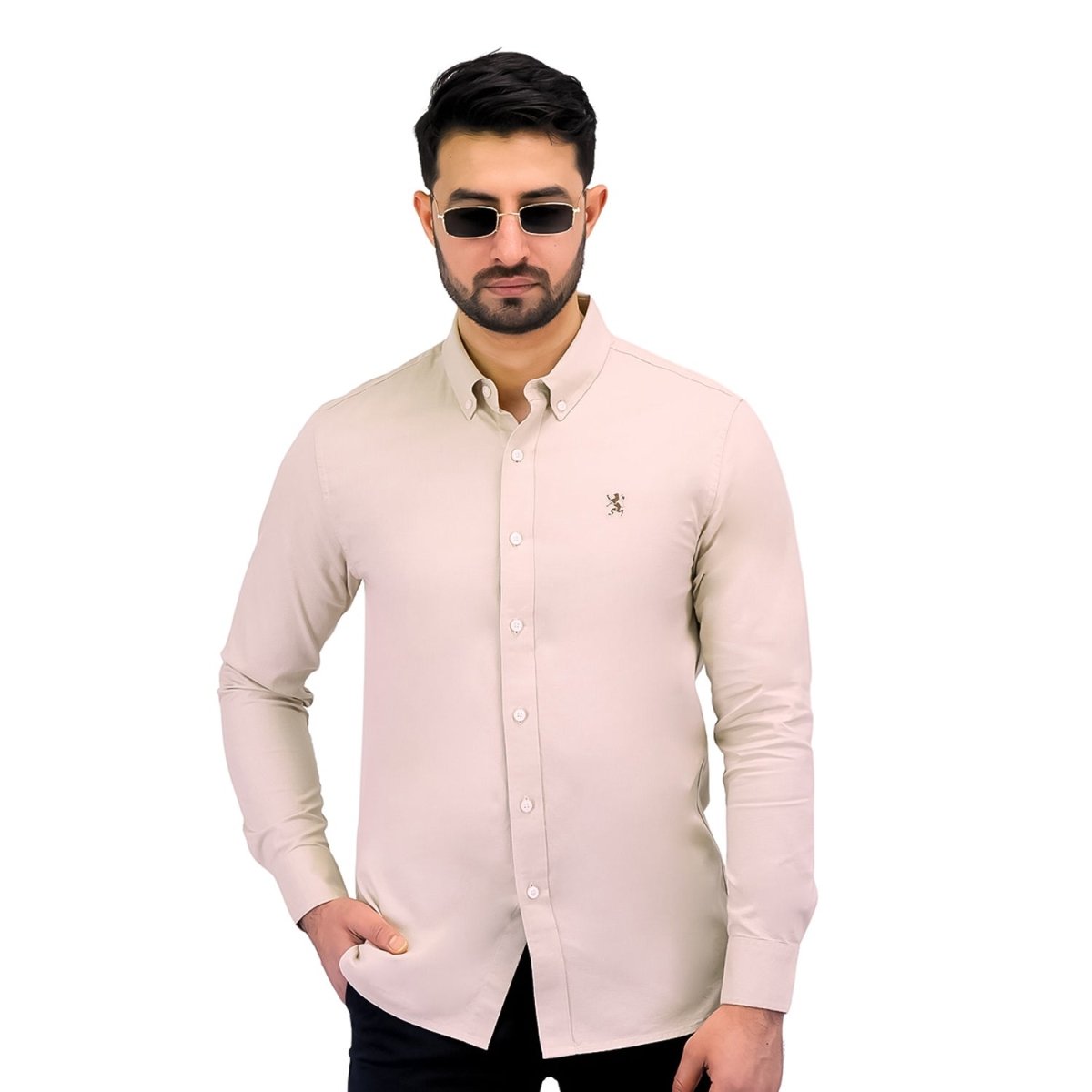 Giordano Men's Cotton Oxford Full Opening Long Sleeve Slim Fit Shirt - Premium Shirts