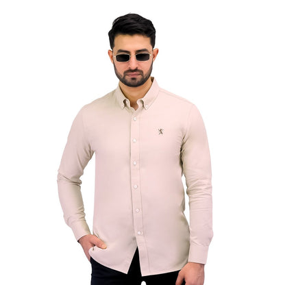 Men's Cotton Oxford Full Opening Long Sleeve Slim Fit Shirt - Giordano