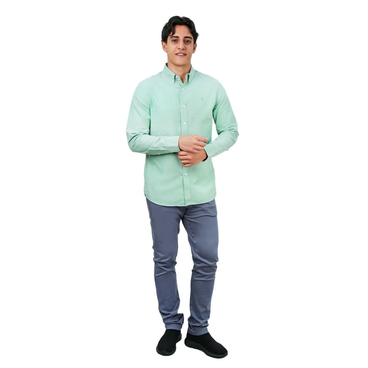 Giordano Men's Cotton Oxford Full Opening Long Sleeve Slim Fit Shirt - Premium Shirts