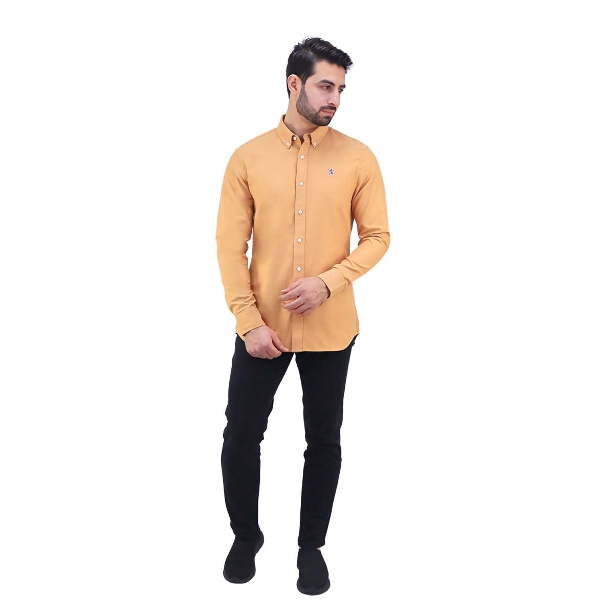 Giordano Men's Cotton Oxford Full Opening Long Sleeve Slim Fit Shirt - Premium Shirts