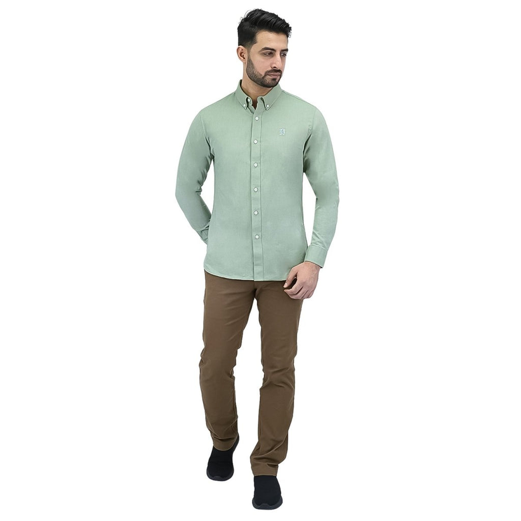Giordano Men's Cotton Oxford Full Opening Long Sleeve Slim Fit Shirt - Premium Shirts