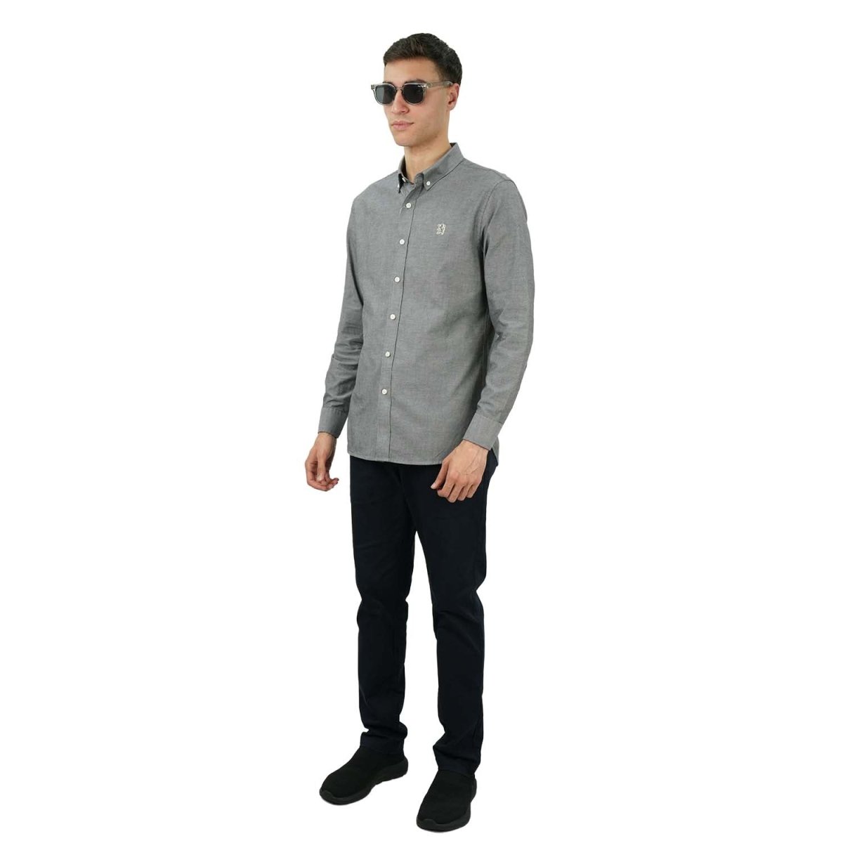 Men's Cotton Oxford Full Opening Long Sleeve Slim Fit Shirt - Giordano