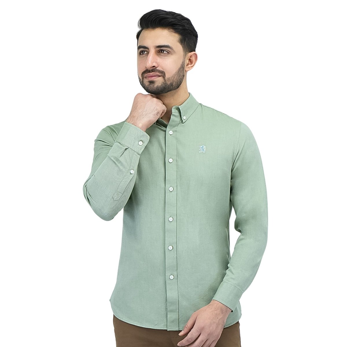 Giordano Men's Cotton Oxford Full Opening Long Sleeve Slim Fit Shirt - Premium Shirts