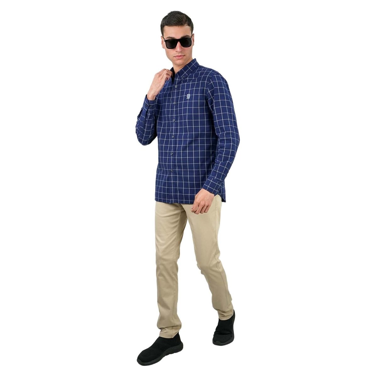 Men's Cotton Oxford Full Opening Long Sleeve Slim Fit Shirt - Giordano