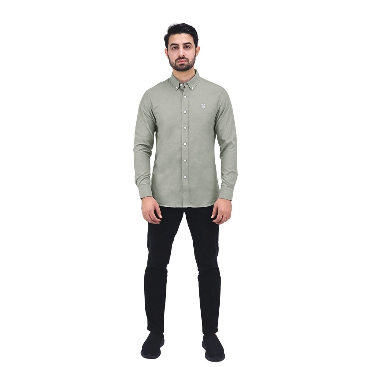 Men's Cotton Oxford Full Opening Long Sleeve Slim Fit Shirt - Giordano