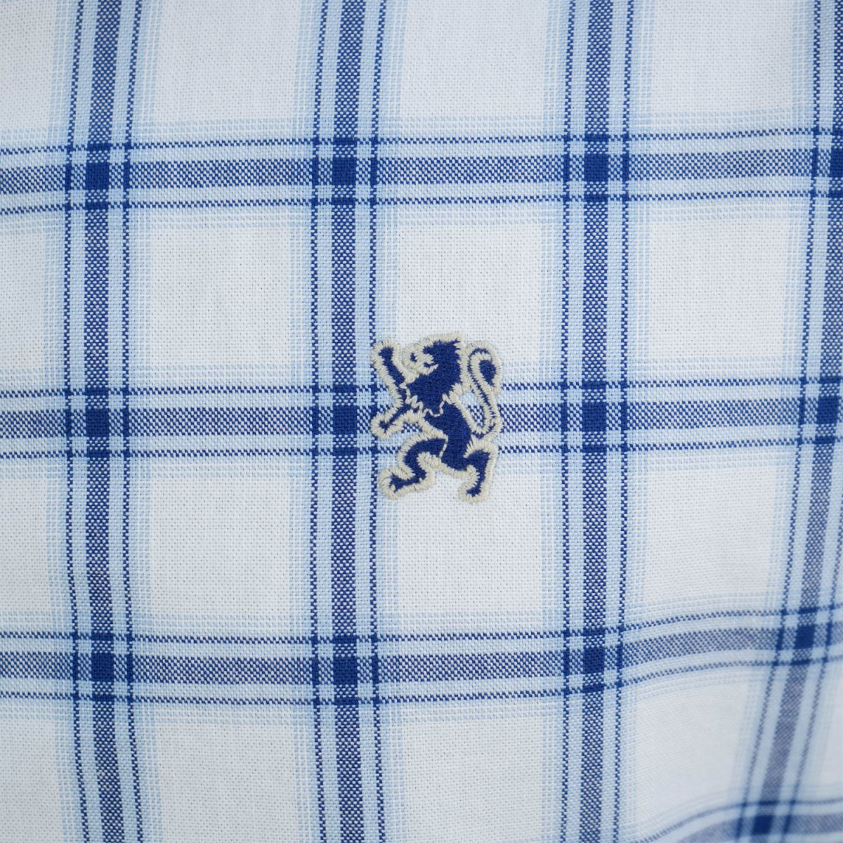 Men's Cotton Oxford Shirt - Small Lion Embroidery, Slim Fit, Full Button - Giordano