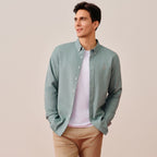 Men's Cotton Oxford Shirt - Small Lion Embroidery, Slim Fit, Full Button S - Shop Giordano