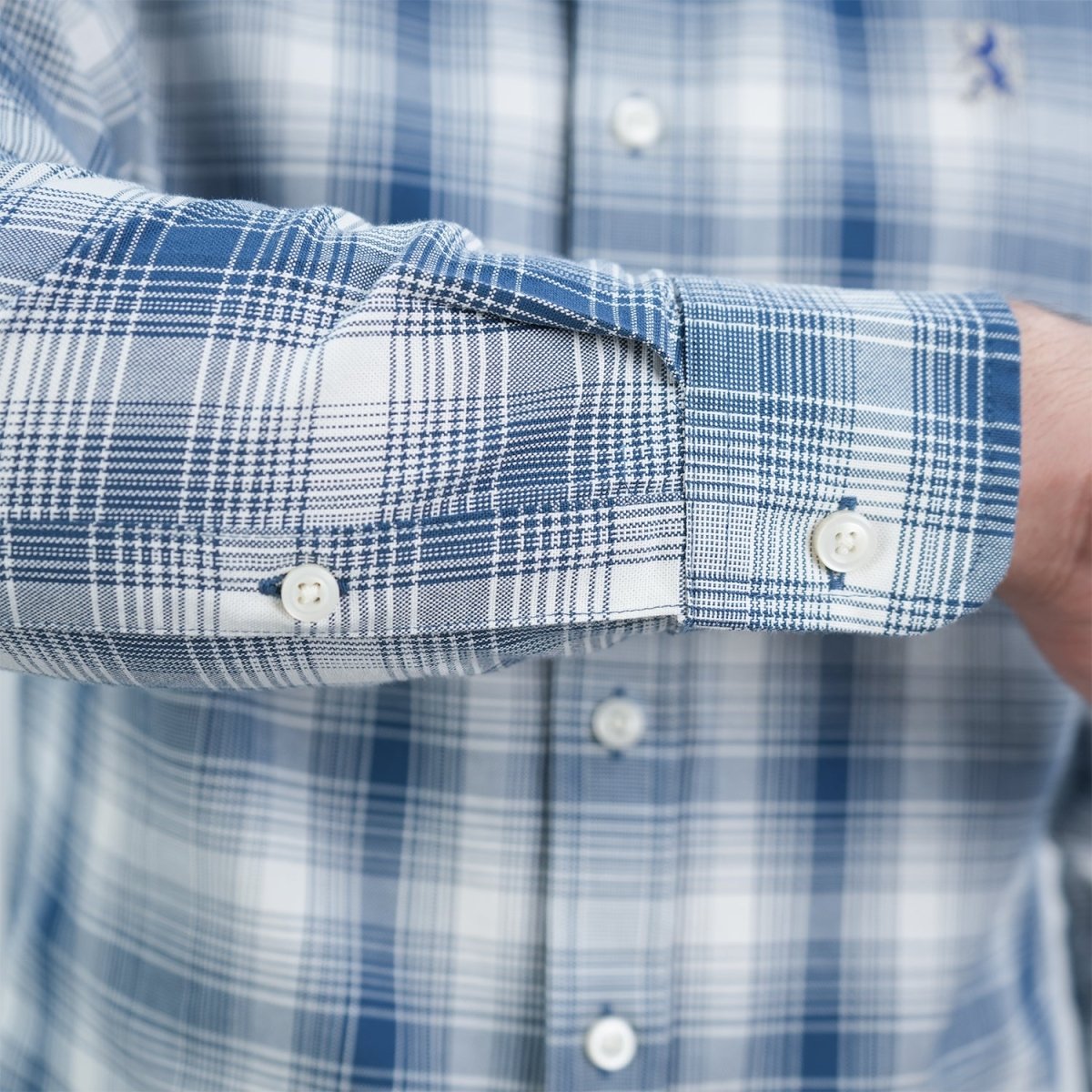 Men's Cotton Oxford Shirt - Small Lion Embroidery, Slim Fit, Full Button - Giordano
