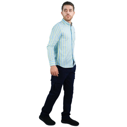 Men's Cotton Oxford Shirt - Small Lion Embroidery, Slim Fit, Full Button - Giordano