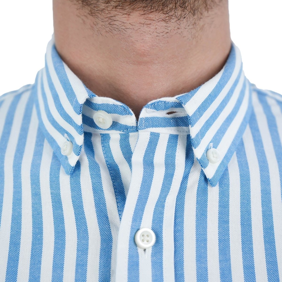 Men's Cotton Oxford Shirt - Small Lion Embroidery, Slim Fit, Full Button - Giordano