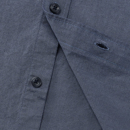 Men's Cotton Oxford Shirt - Small Lion Embroidery, Slim Fit, Full Button - Giordano