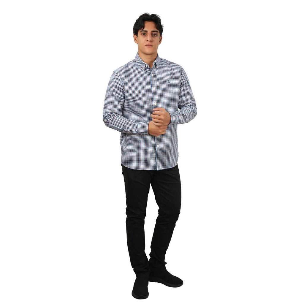 Men's Cotton Oxford Shirt - Small Lion Embroidery, Slim Fit, Full Button S - Shop Giordano