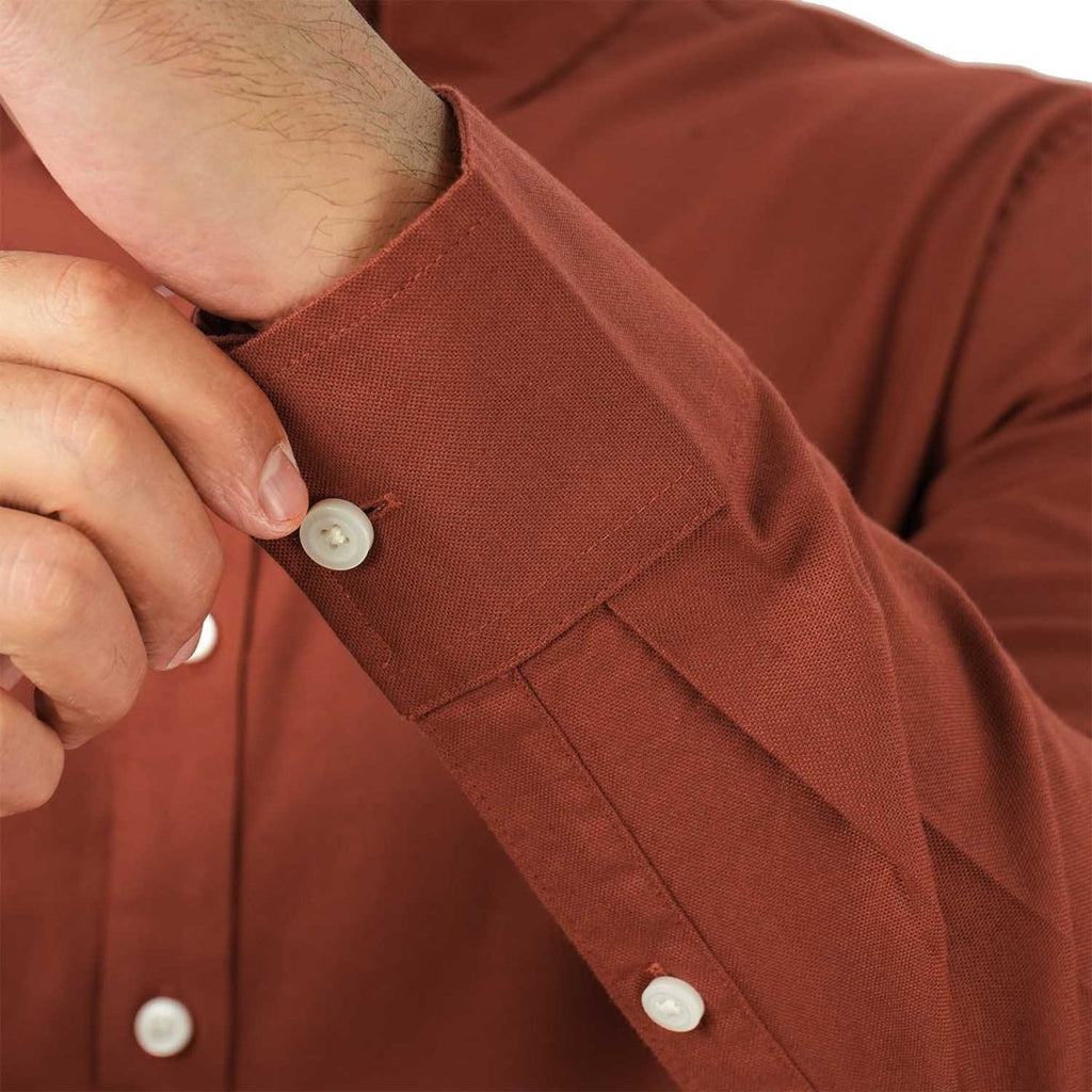 Giordano Men's Cotton Oxford Shirt - Small Lion Embroidery, Slim Fit, Full Button - Premium Shirts