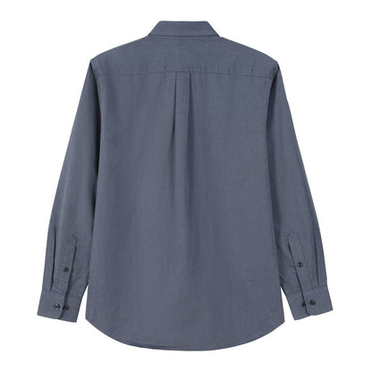 Men's Cotton Oxford Shirt - Small Lion Embroidery, Slim Fit, Full Button - Giordano