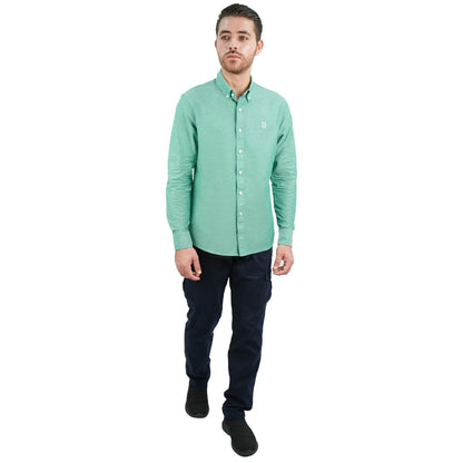 Men's Cotton Oxford Shirt - Small Lion Embroidery, Slim Fit, Full Button - Giordano