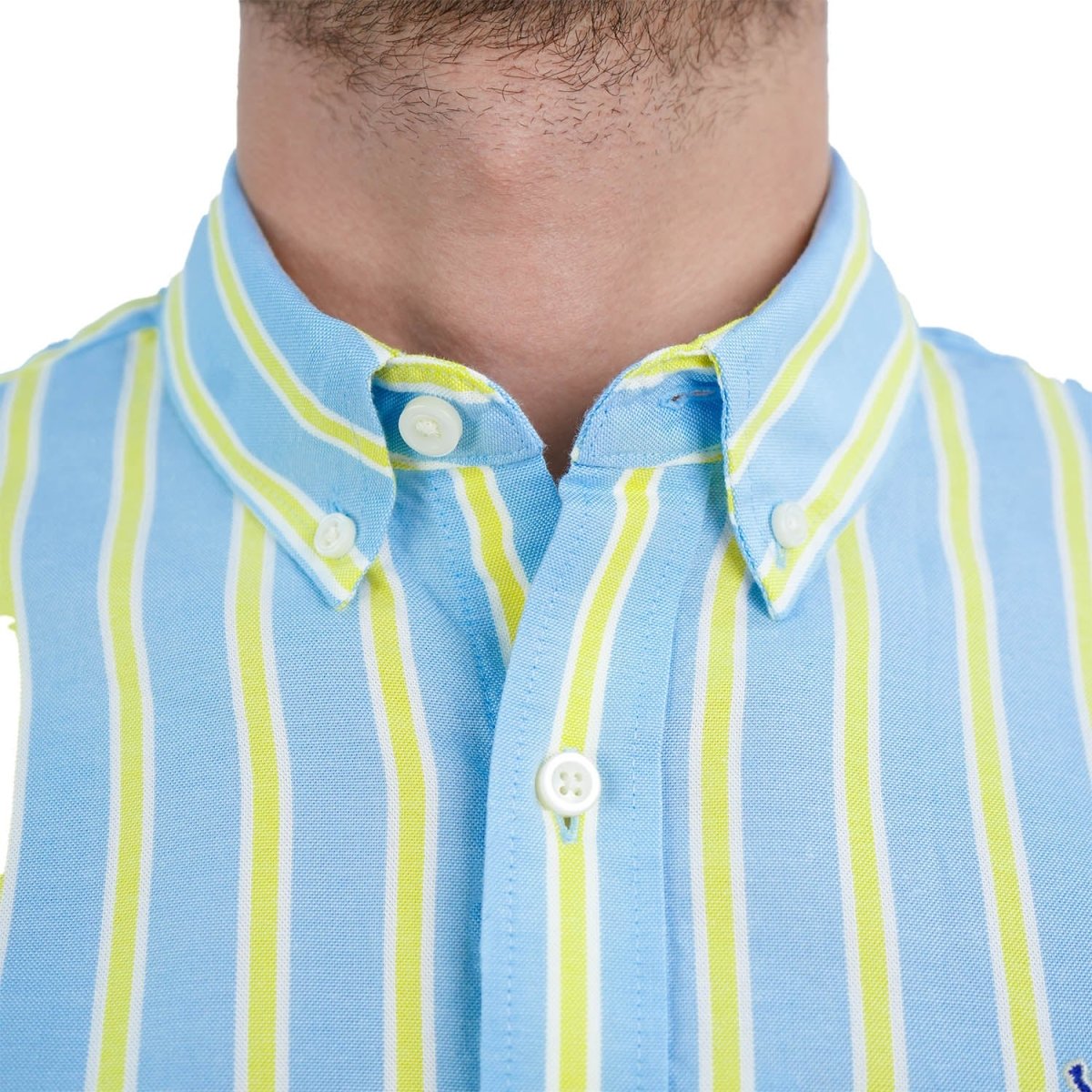 Men's Cotton Oxford Shirt - Small Lion Embroidery, Slim Fit, Full Button - Giordano