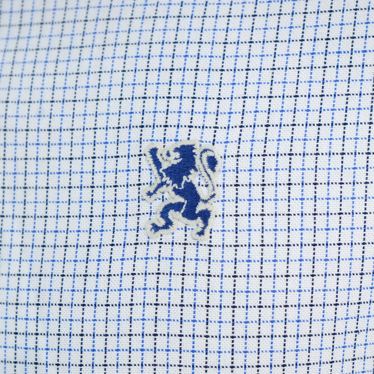 Men's Cotton Oxford Shirt - Small Lion Embroidery, Slim Fit, Full Button - Giordano