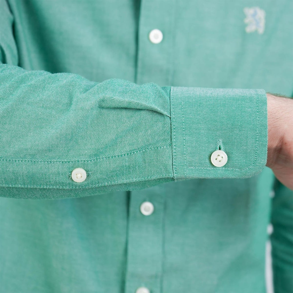 Men's Cotton Oxford Shirt - Small Lion Embroidery, Slim Fit, Full Button S - Shop Giordano