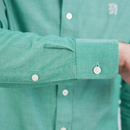 Men's Cotton Oxford Shirt - Small Lion Embroidery, Slim Fit, Full Button - Giordano