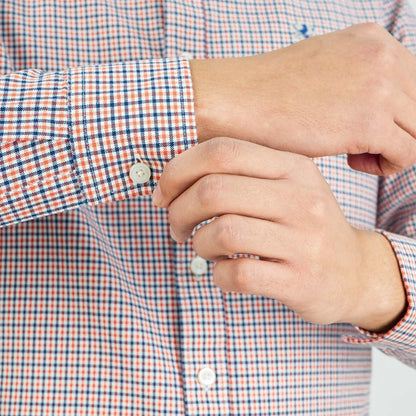 Men's Cotton Oxford Shirt - Small Lion Embroidery, Slim Fit, Full Button - Giordano