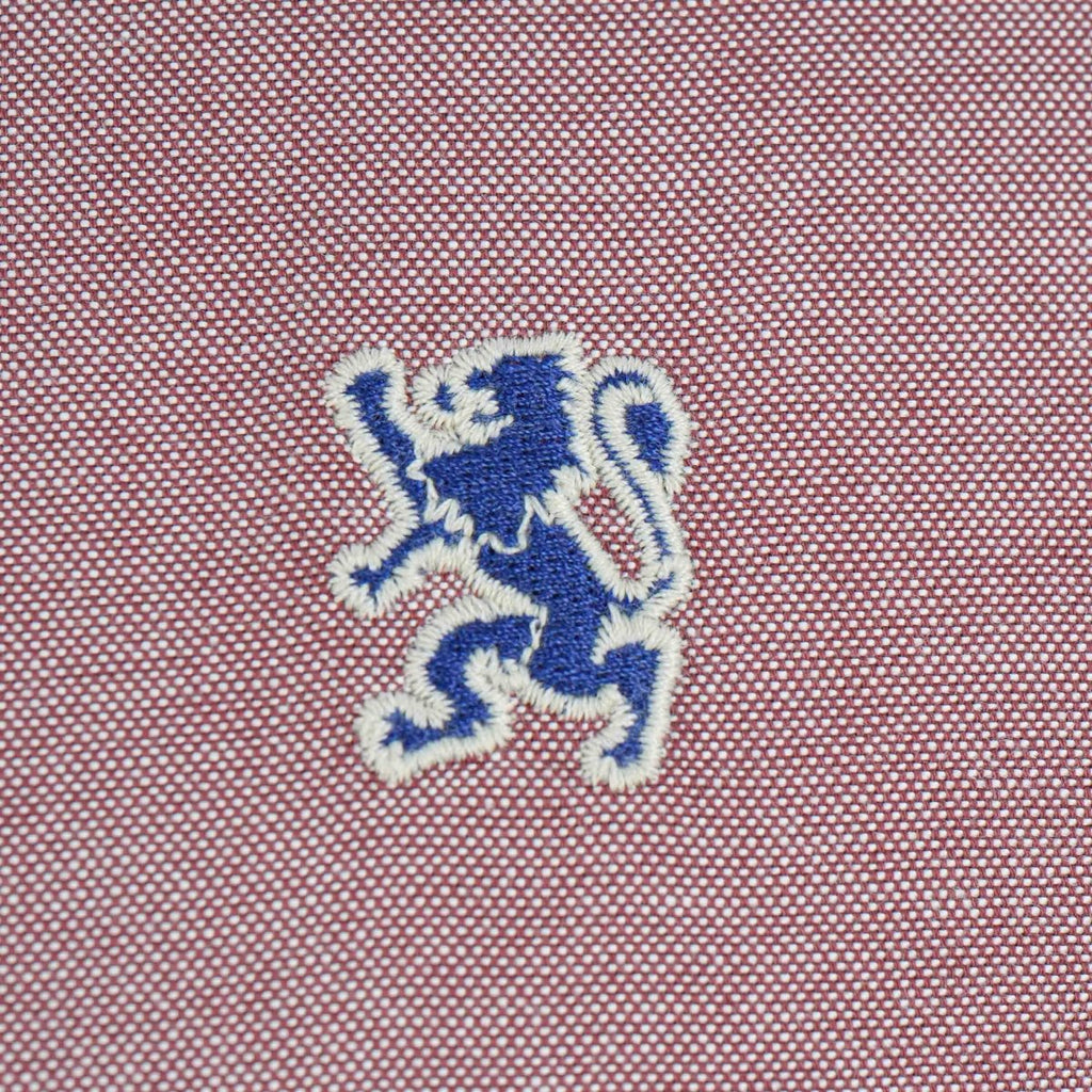 Men's Cotton Oxford Shirt - Small Lion Embroidery, Slim Fit, Full Button S - Shop Giordano
