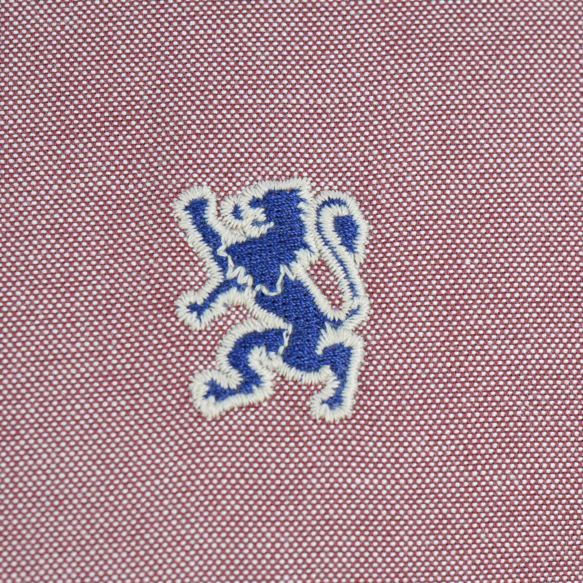 Men's Cotton Oxford Shirt - Small Lion Embroidery, Slim Fit, Full Button S - Shop Giordano