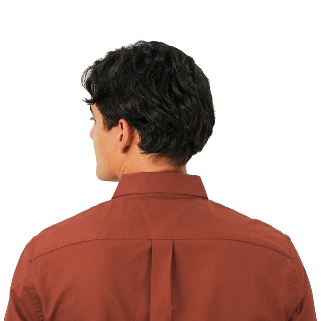 Giordano Men's Cotton Oxford Shirt - Small Lion Embroidery, Slim Fit, Full Button - Premium Shirts