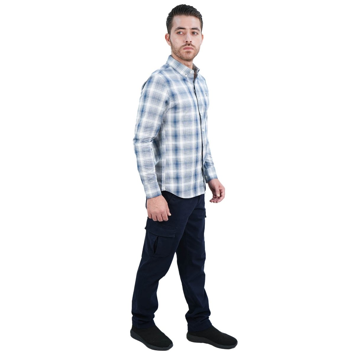 Men's Cotton Oxford Shirt - Small Lion Embroidery, Slim Fit, Full Button - Giordano