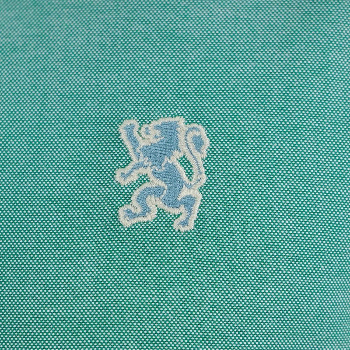 Men's Cotton Oxford Shirt - Small Lion Embroidery, Slim Fit, Full Button - Giordano
