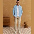 Giordano Men's Cotton Oxford Shirt - Small Lion Embroidery, Slim Fit, Full Button - Premium Shirts