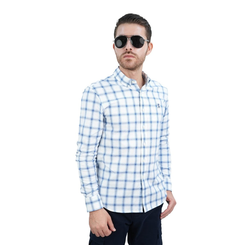 Men's Cotton Oxford Shirt - Small Lion Embroidery, Slim Fit, Full Button S - Shop Giordano