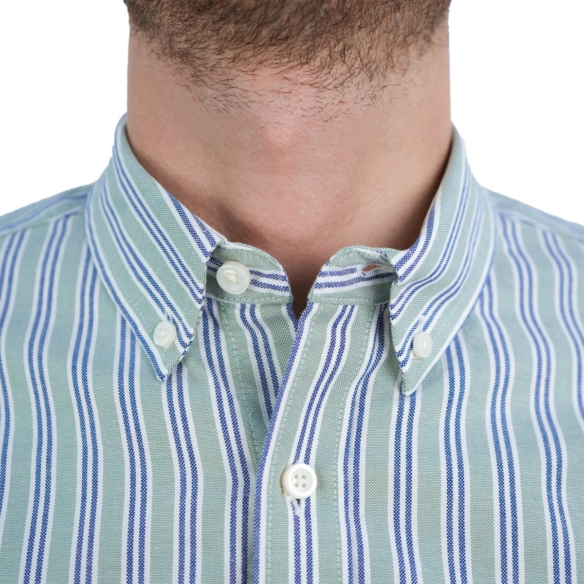Men's Cotton Oxford Shirt - Small Lion Embroidery, Slim Fit, Full Button - Giordano