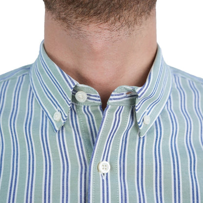 Men's Cotton Oxford Shirt - Small Lion Embroidery, Slim Fit, Full Button - Giordano