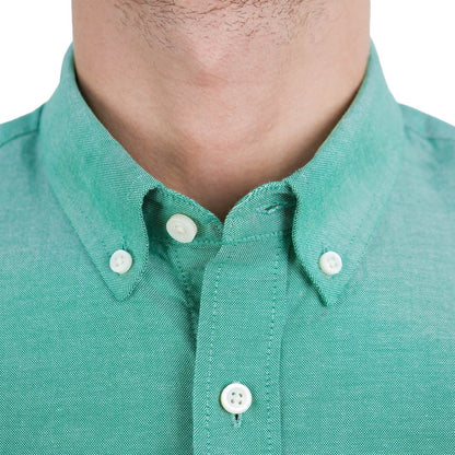 Men's Cotton Oxford Shirt - Small Lion Embroidery, Slim Fit, Full Button - Giordano