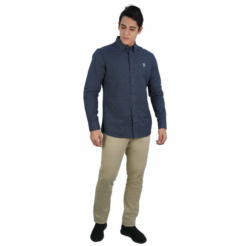 Giordano Men's Cotton Oxford Shirt - Small Lion Embroidery, Slim Fit, Full Button - first_variant_option_2 Premium Shirts for Giordano