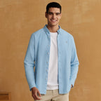 Giordano Men's Cotton Oxford Shirt - Small Lion Embroidery, Slim Fit, Full Button - Premium Shirts