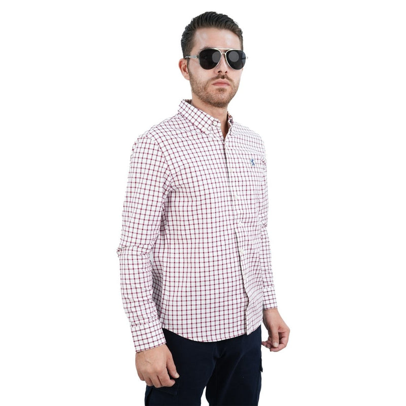 Men's Cotton Oxford Shirt - Small Lion Embroidery, Slim Fit, Full Button S - Shop Giordano