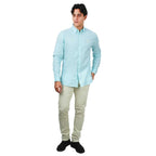 Men's Cotton Oxford Shirt - Small Lion Embroidery, Slim Fit, Full Button S - Shop Giordano